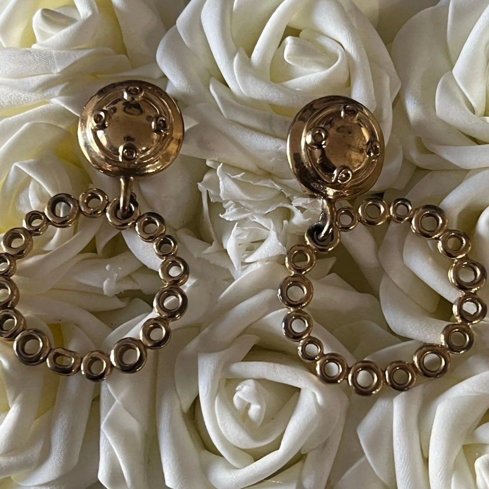 Givenchy Gold Circle Link Earrings 90s Vintage